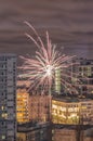 New Year Fireworks Explosion, Warsaw, Poland Royalty Free Stock Photo